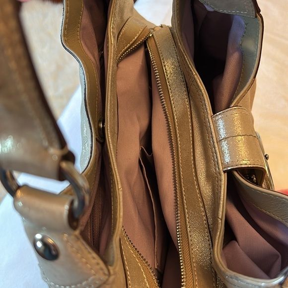 COACH F15075 Soho Leather Flap Buckle Hobo Bag Champagne Sparkle - Picture 6 of 8